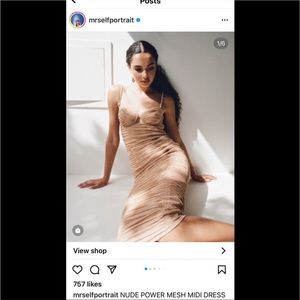 Self Portrait Nude Power Mesh Midi Dress